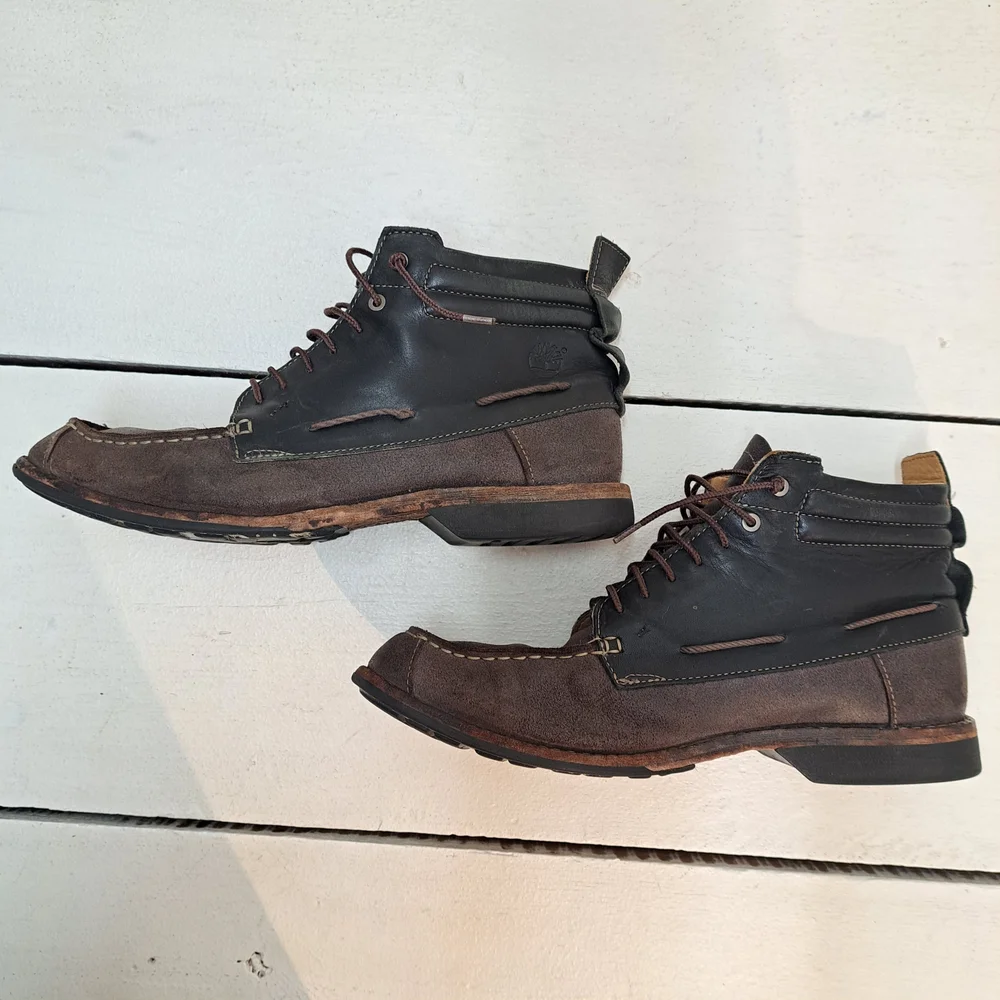 Timberland Men's Boots Brown Leather Lace Up Shoes Size 9.5 Wide - Picture 3 of 8